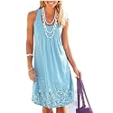 AELSON Womens Summer Casual Sleeveless Mini Printed Vest Dresses