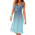 AELSON Womens Summer Casual Sleeveless Mini Printed Vest Dresses