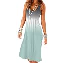 AELSON Womens Summer Casual Sleeveless Mini Printed Vest Dresses