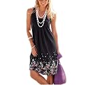 AELSON Womens Summer Casual Sleeveless Mini Printed Vest Dresses