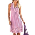 AELSON Womens Summer Casual Sleeveless Mini Printed Vest Dresses