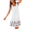 AELSON Womens Summer Casual Sleeveless Mini Printed Vest Dresses