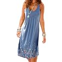 AELSON Womens Summer Casual Sleeveless Mini Printed Vest Dresses