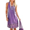 AELSON Womens Summer Casual Sleeveless Mini Printed Vest Dresses