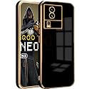 Back Case Cover for iQOO NEO 7 Back Cover | Gold Electroplating Chrome | Raised Edges | Super Soft-Touch | Bumper Back Case for iQOO NEO 7 (Black)