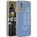 Back Case Cover for iQOO NEO 7 Back Cover | Gold Electroplating Chrome | Raised Edges | Super Soft-Touch | Bumper Back Case for iQOO NEO 7 (Blue)