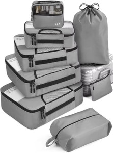 aepigo 8-piece travel organizer bag setluggage organizers clothes shoes toiletries travel toiletry kit beige