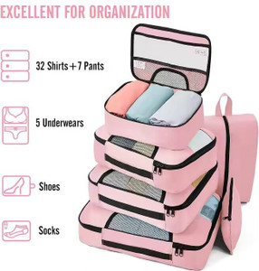 aepigo 8-piece travel organizer bag setluggage organizers clothes shoes toiletries travel toiletry kit maroon