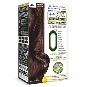 aequo organic zero toxins professional hair color 4n medium brown 120ml