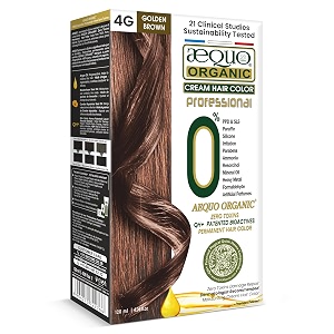 aequo organic creme hair colour salon pack with qh bioactive for men and women  natural 100 grey coverage ppd amp ammonia free permanent hair beard color for men  4g golden brown 120ml pack of 1  unisex
