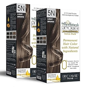 aequo organic cream salon pack hair colour 5n light brown for men and women120 mlnatural long lasting permanent color for hair beard amp mustache100 grey coverage ppd amp ammonia free pack of 2