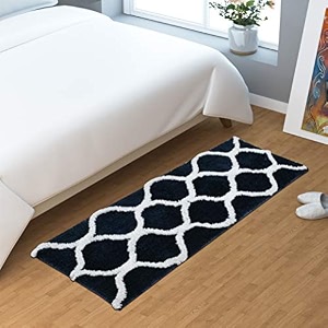 aerohaven glorious super soft microfiber abstract moroccan designer anti slip kitchenbedside runner rug - bm-14 blue 40 cm x 120 cmrunner