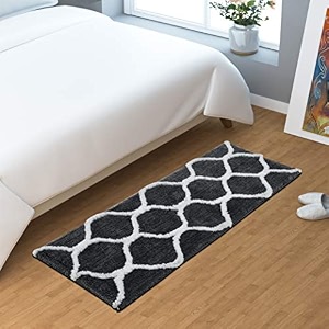 aerohaven glorious super soft microfiber abstract moroccan designer anti slip kitchenbedside runner rug - bm-14 grey 40 cm x 120 cmrunner