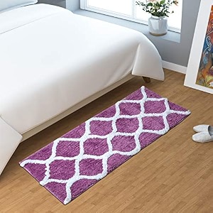 aerohaven glorious super soft microfiber abstract moroccan designer anti slip kitchenbedside runner rug - bm-14 wine 40 cm x 120 cmrunner