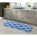 AEROHAVEN™ Glorious Super Soft Microfiber Abstract Moroccan Designer Anti Slip Kitchen/Bedside Runner Rug - BM-14 (Aqua, 40 cm x 120 cm(Runner))