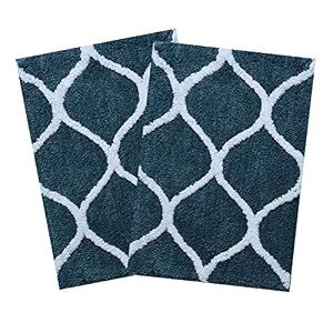 aerohaven glorious super soft microfiber designer anti slip bathmat - bm - 14 teal 40 x 60 cm set of 2