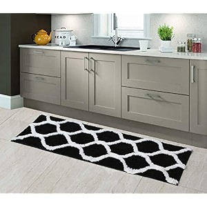 aerohaven glorious super soft microfiber designer anti slip bathmat - bm - 14 black 50 cm x 180 cmrunner