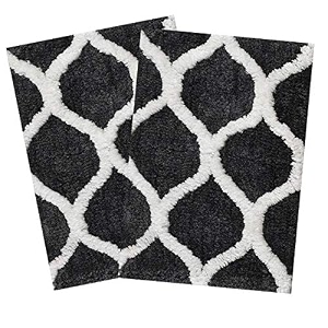 aerohaven glorious super soft microfiber designer anti slip bathmat - bm - 14 grey 40 x 60 cm set of 2
