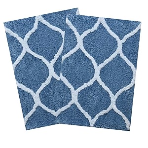 aerohaven glorious super soft microfiber designer anti slip bathmat - bm - 14 aqua 40 x 60 cm set of 2