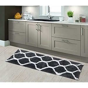 aerohaven glorious super soft microfiber designer anti slip bathmat runner bm - 14 grey 50 x 180 cm