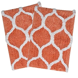 aerohaven glorious super soft microfiber designer anti slip bathmat - bm - 14 peach 40 x 60 cm set of 2