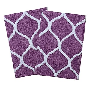 aerohaven glorious super soft microfiber designer anti slip bathmat - bm - 14 wine 40 x 60 cm set of 2