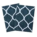 AEROHAVEN™ Glorious Super Soft Microfiber Designer Anti Slip Bathmat - BM - 14 (Teal, 40 x 60 cm (Set of 2))
