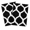 AEROHAVEN™ Glorious Super Soft Microfiber Designer Anti Slip Bathmat - BM - 14 (Black, 40 x 60 cm (Set of 2))