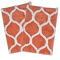 AEROHAVEN™ Glorious Super Soft Microfiber Designer Anti Slip Bathmat - BM - 14 (Peach, 40 x 60 cm (Set of 2))