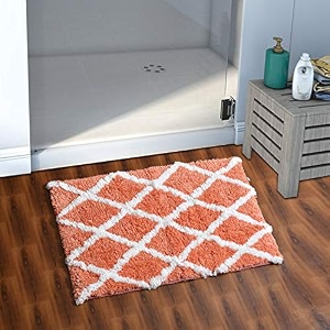aerohaven glorious super soft microfiber diamond designer anti slip bathmat - bm19 - 50 cm x 80 cm peach