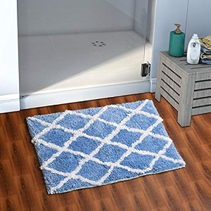 aerohaven glorious super soft microfiber diamond designer anti slip bathmat - bm19 - 50 cm x 80 cm aqua