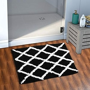 aerohaven glorious super soft microfiber diamond designer anti slip bathmat - bm19 - 50 cm x 80 cm black