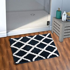 aerohaven glorious super soft microfiber diamond designer anti slip bathmat - bm19 - 40 cm x 60 cm navy