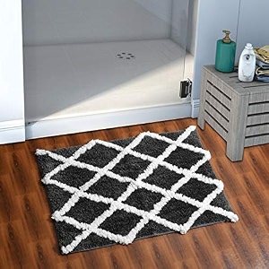 aerohaven glorious super soft microfiber diamond designer anti slip bathmat - bm19 - 40 cm x 60 cm grey