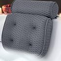 AEROiVi Luxury Bath Pillows for Tub Soft Mesh Strong 6 Suction Cups Gray