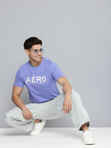 AEROPOSTALE Printed Men Round Neck Blue T-Shirt