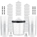AEROPRO TOOLS Disposable Paint Cups Liners and Lid System, 50 Pack 22 Ounce (650ml) Kit for Spray Gun - 50 Liners, 50 Lids With Strainer, 1 Hard Cup With Retainer Ring, 20 Plugs, 2 Adapters