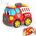 AEROQUEST RC Fire Truck, Red, 2.4G Cartoon Emergency Vehicle, 1-5 Years