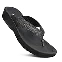 AEROTHOTIC Comfy Arch Support flip flops for women Split Toe Stylish Cushioned Strap with non-slip footbed Walking Dressy Sandals Indoor and Outdoor