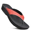 AEROTHOTIC Comfy Arch Support flip flops for women Split Toe Stylish Cushioned Strap with non-slip footbed Walking Dressy Sandals Indoor and Outdoor