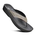 AEROTHOTIC Comfy Arch Support flip flops for women Split Toe Stylish Cushioned Strap with non-slip footbed Walking Dressy Sandals Indoor and Outdoor