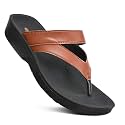 AEROTHOTIC Comfy Arch Support flip flops for women Split Toe Stylish Cushioned Strap with non-slip footbed Walking Dressy Sandals Indoor and Outdoor