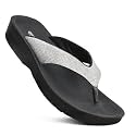 AEROTHOTIC Comfy Arch Support flip flops for women Split Toe Stylish Cushioned Strap with non-slip footbed Walking Dressy Sandals Indoor and Outdoor