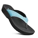 AEROTHOTIC Comfy Arch Support flip flops for women Split Toe Stylish Cushioned Strap with non-slip footbed Walking Dressy Sandals Indoor and Outdoor