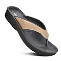AEROTHOTIC Comfy Arch Support flip flops for women Split Toe Stylish Cushioned Strap with non-slip footbed Walking Dressy Sandals Indoor and Outdoor