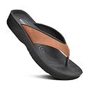 AEROTHOTIC Comfy Arch Support flip flops for women Split Toe Stylish Cushioned Strap with non-slip footbed Walking Dressy Sandals Indoor and Outdoor