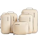 Aerotrunk Ultralight Compression Packing Cubes for Travel, 6-Pack, Beige