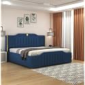 Aesthetic crafts Modern Upholstered Queen Size Bed With Box Storage for Bedroom | Wooden Double Bed with Storage | Platform Cot Bed with Upholstery Premium Fabric, 6.5 x 5 Ft, Sheesham Wood, Navy Blue