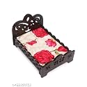 Aesthetic crafts Upholstered Laddu Gopal Double Bed with Box Storage Sheesham Wood Fabric Double Bed (Brown)