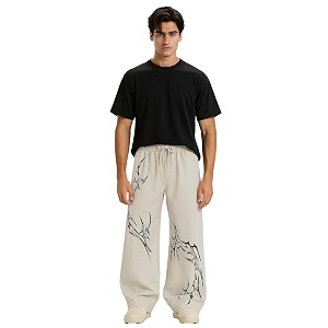 Aesthetic Flame Print Wide Leg Pants for